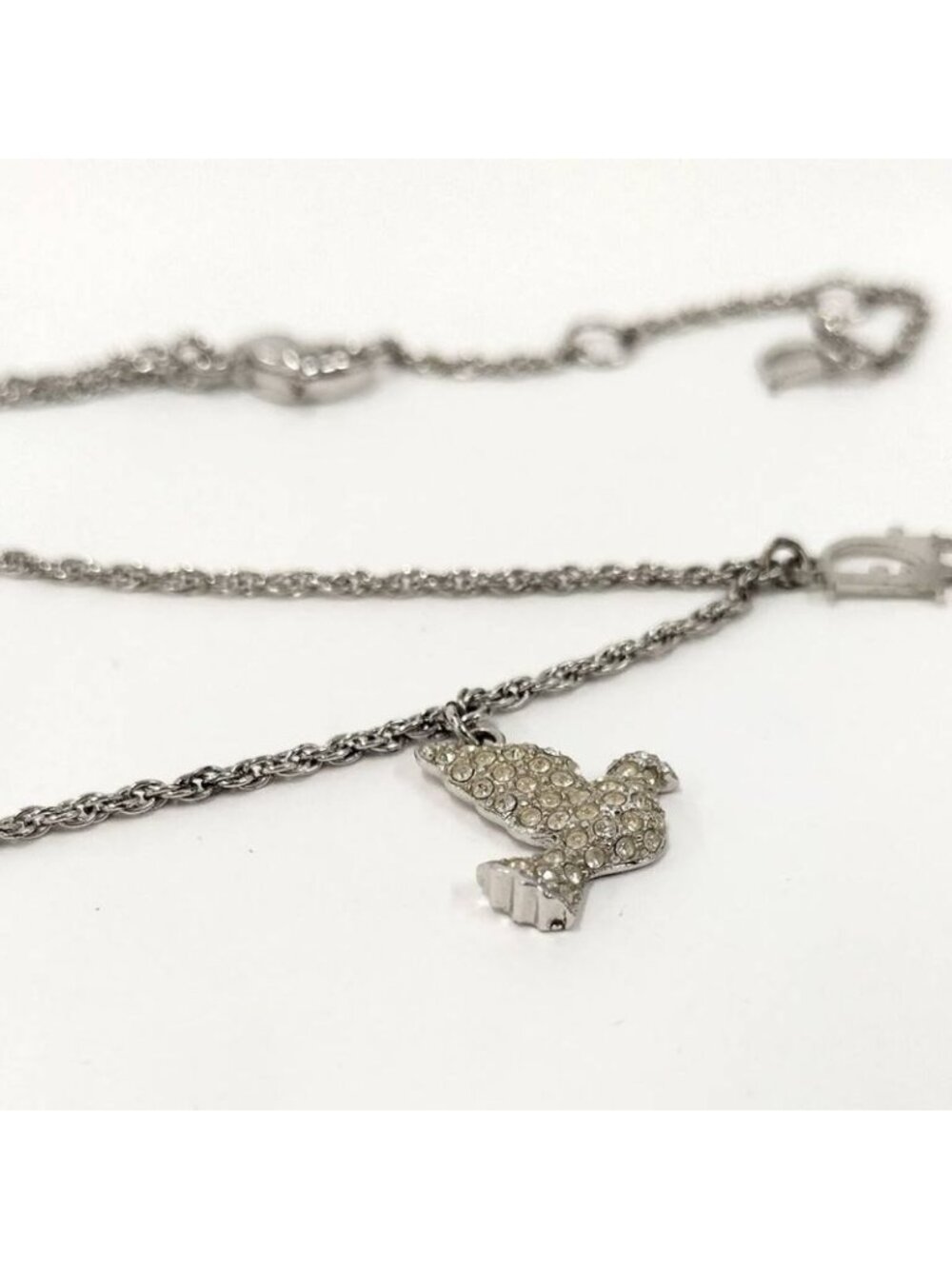 Dior Necklace Bird Line Stone Silver Plated - Picture 4 of 7